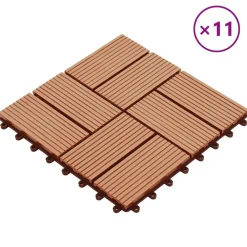 vidaXL Productos Del Hogar-Tile de Decking 11 pcs Teca 30 x 30 cm WPC