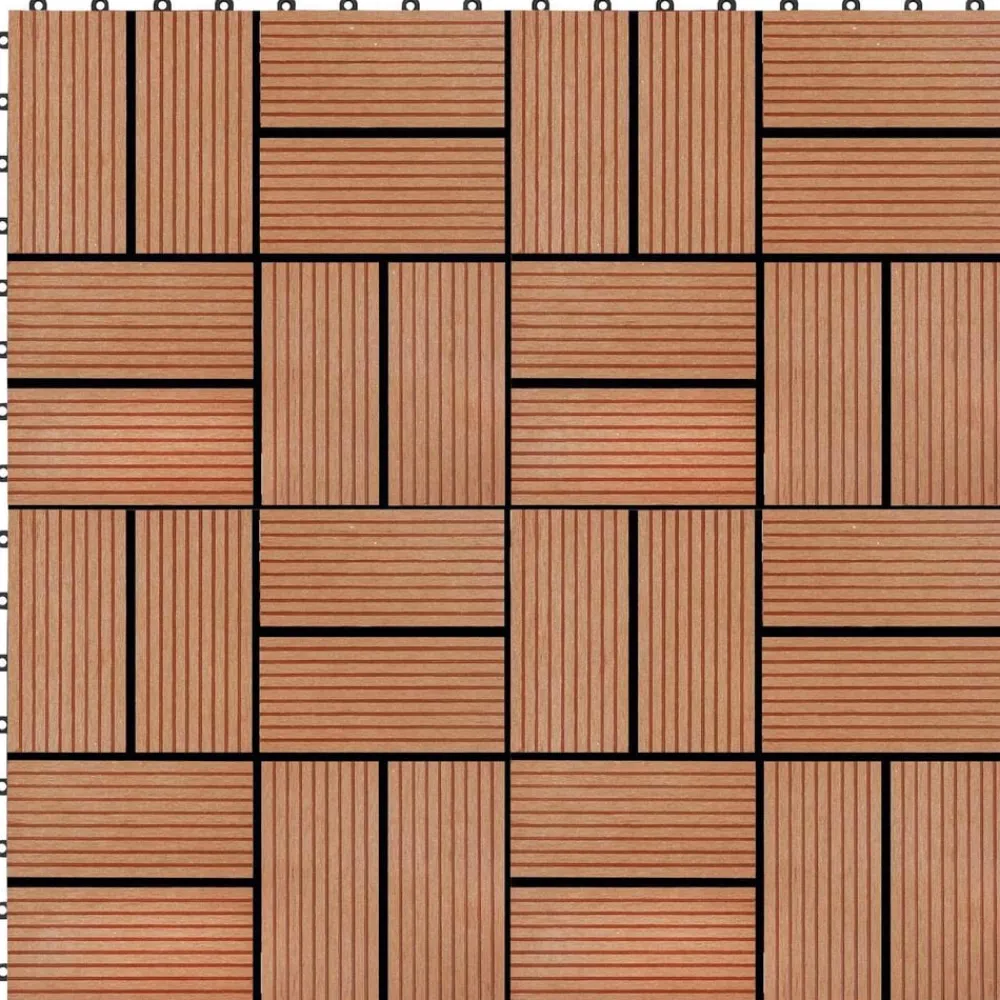 vidaXL Productos Del Hogar-Tile de Decking 11 pcs Teca 30 x 30 cm WPC
