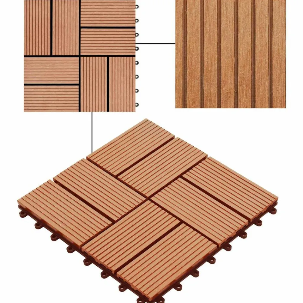 vidaXL Productos Del Hogar-Tile de Decking 11 pcs Teca 30 x 30 cm WPC