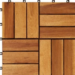 vidaXL Tile de Decking 10 pcs Marrón 30 x 30 cm Madera de Acacia Marr&oacute;n New