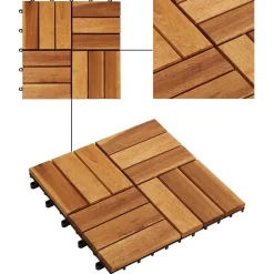 vidaXL Tile de Decking 10 pcs Marrón 30 x 30 cm Madera de Acacia Marr&oacute;n New