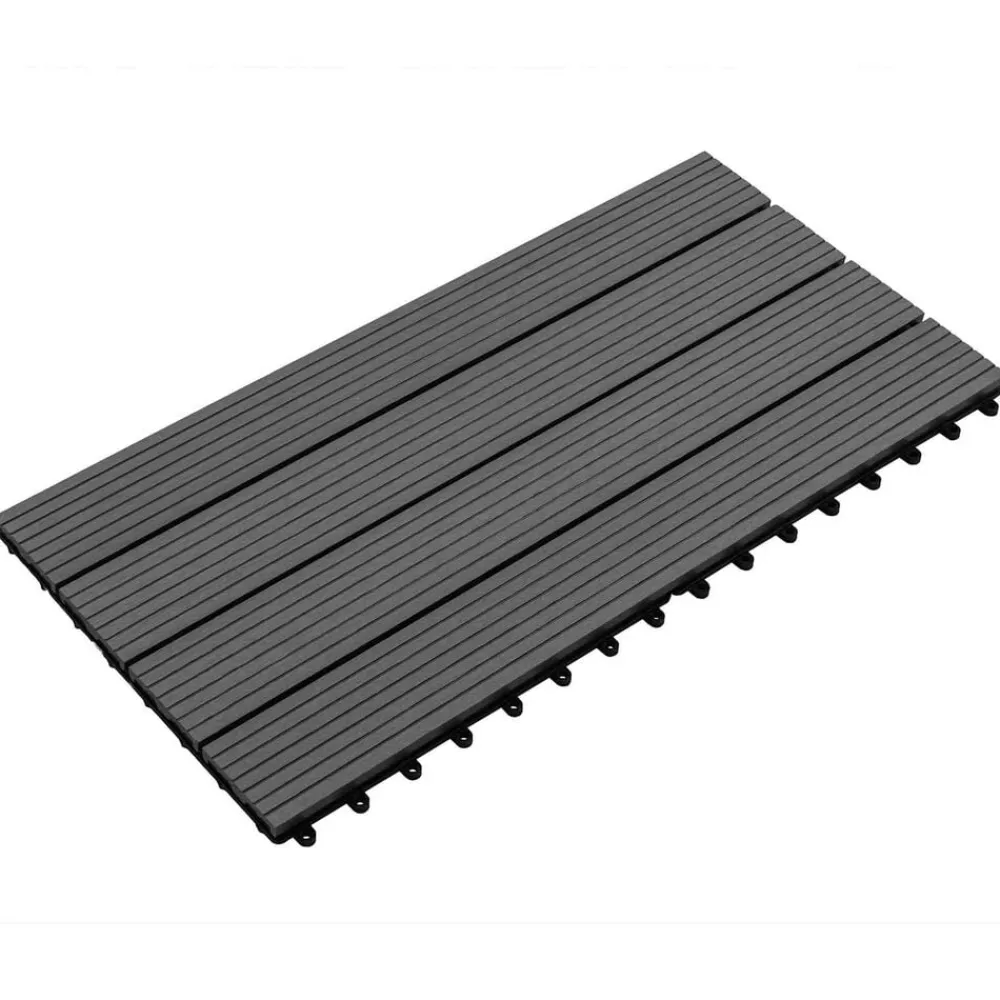 vidaXL Tile de Decking 6 pcs 60 x 30 cm WPC Negro Sale