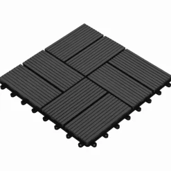 vidaXL Tile de Decking 11 pcs 30 x 30 cm WPC Negro Outlet