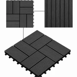 vidaXL Tile de Decking 11 pcs 30 x 30 cm WPC Negro Outlet