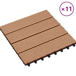vidaXL Productos Del Hogar-Tile de Decking 11 pcs Teca 30 x 30 cm WPC