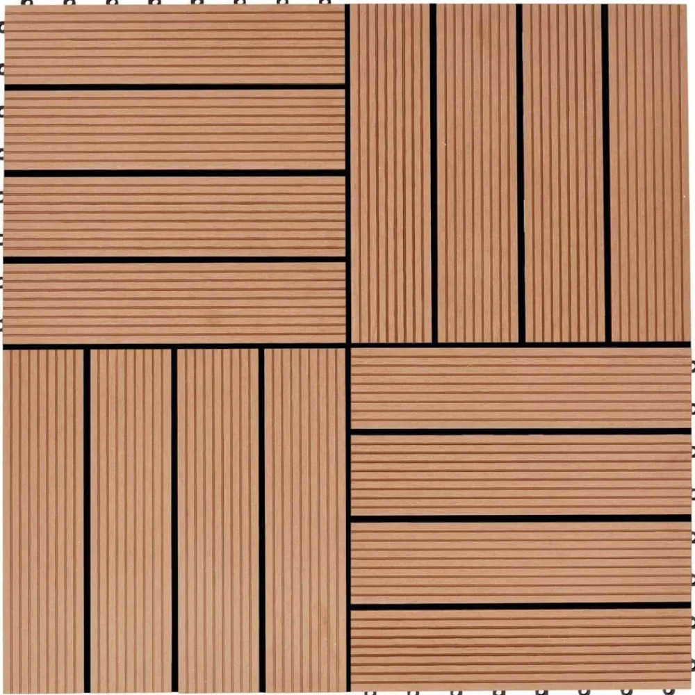 vidaXL Productos Del Hogar-Tile de Decking 11 pcs Teca 30 x 30 cm WPC