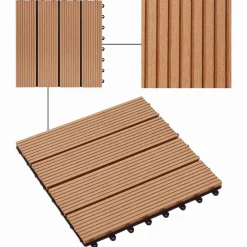 vidaXL Productos Del Hogar-Tile de Decking 11 pcs Teca 30 x 30 cm WPC
