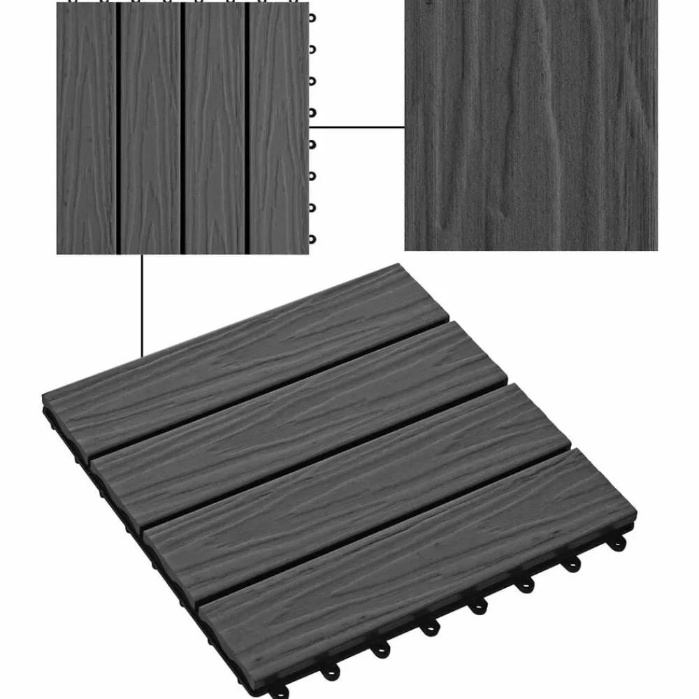 vidaXL Productos Del Hogar-Tile de Decking Diseño 3D 11 pcs 30 x 30 cm WPC