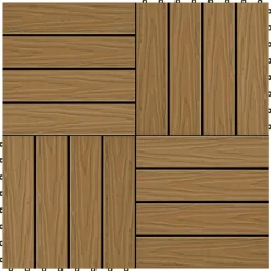 vidaXL Tile de Decking Diseño 3D 11 pcs Teca 30 x 30 cm WPC color teca New
