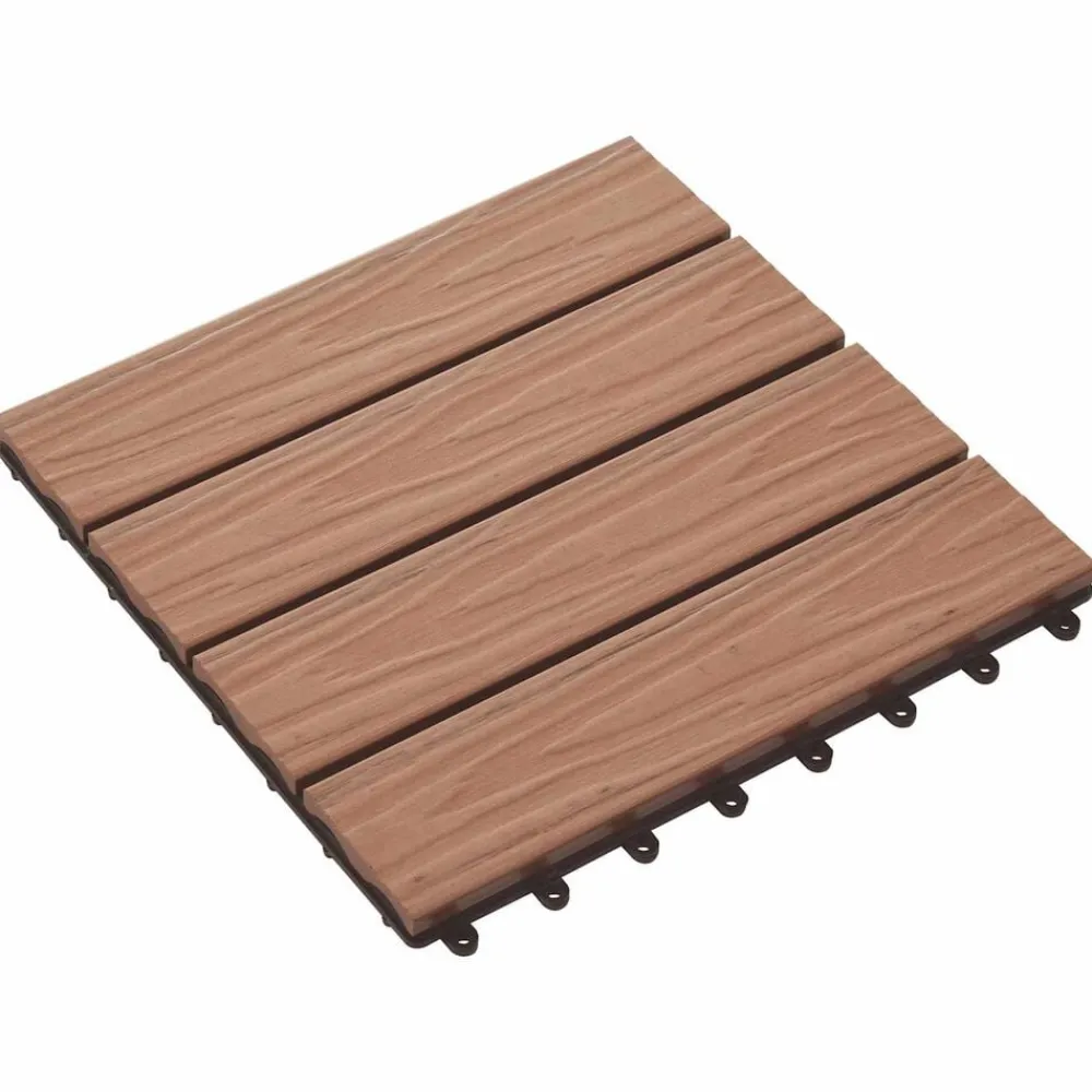 vidaXL Tile de Decking Diseño 3D 11 pcs Marrón Claro 30 x 30 cm WPC Marrón claro New