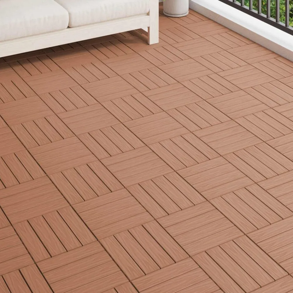 vidaXL Tile de Decking Diseño 3D 11 pcs Marrón Claro 30 x 30 cm WPC Marrón claro New