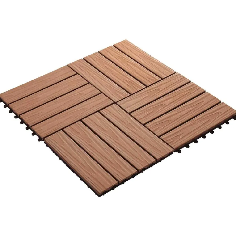 vidaXL Tile de Decking Diseño 3D 11 pcs Marrón Claro 30 x 30 cm WPC Marrón claro New