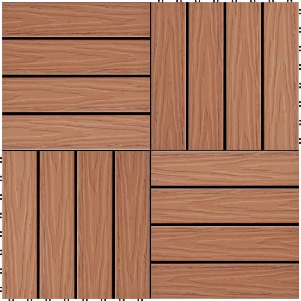 vidaXL Tile de Decking Diseño 3D 11 pcs Marrón Claro 30 x 30 cm WPC Marrón claro New