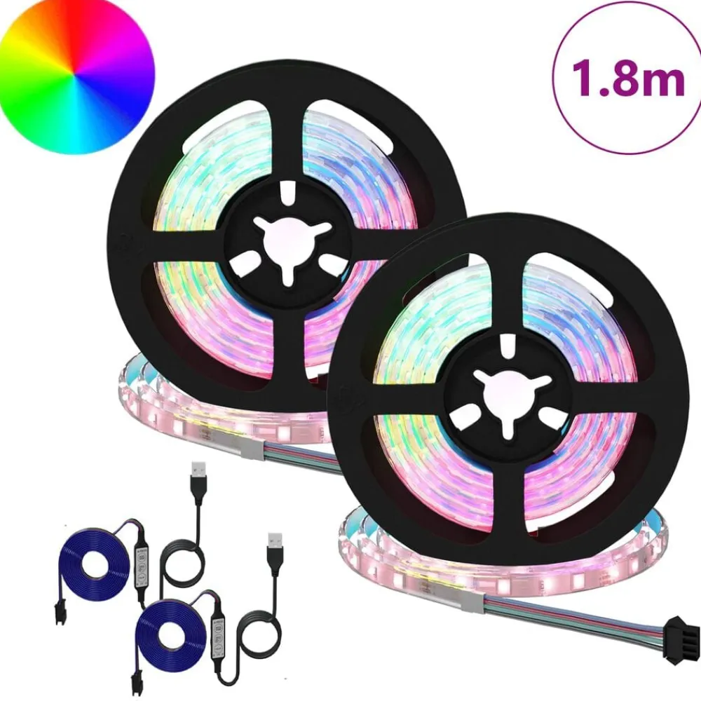vidaXL Tira LED 2 pcs Negro y Transparente 900 mm Cobre y plástico Discount