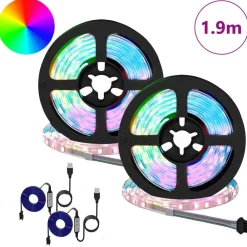 vidaXL Iluminación-Tira LED 2 pcs Negro y Transparente 950 mm Cobre y plástico