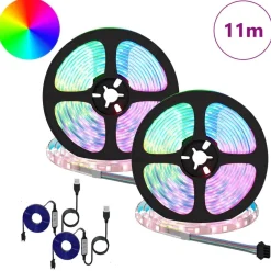 vidaXL Tira LED 2 pcs Negro y Transparente 5500 mm Cobre y plástico Clearance