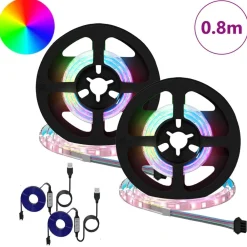 vidaXL Tira LED 2 pcs Negro y Transparente 400 mm Cobre y plástico New