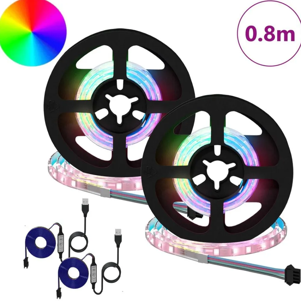 vidaXL Tira LED 2 pcs Negro y Transparente 400 mm Cobre y plástico New