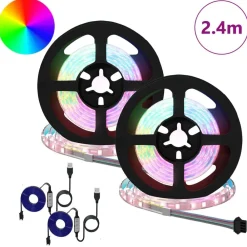 vidaXL Tira LED 2 pcs Negro y Transparente 1200 mm Cobre y plástico