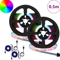 vidaXL Tira LED 2 pcs Negro y Transparente 250 mm Cobre y plástico