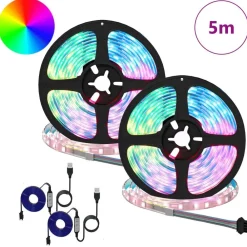 vidaXL Iluminación-Tira LED 2 pcs Negro y Transparente 2500 mm Cobre y plástico