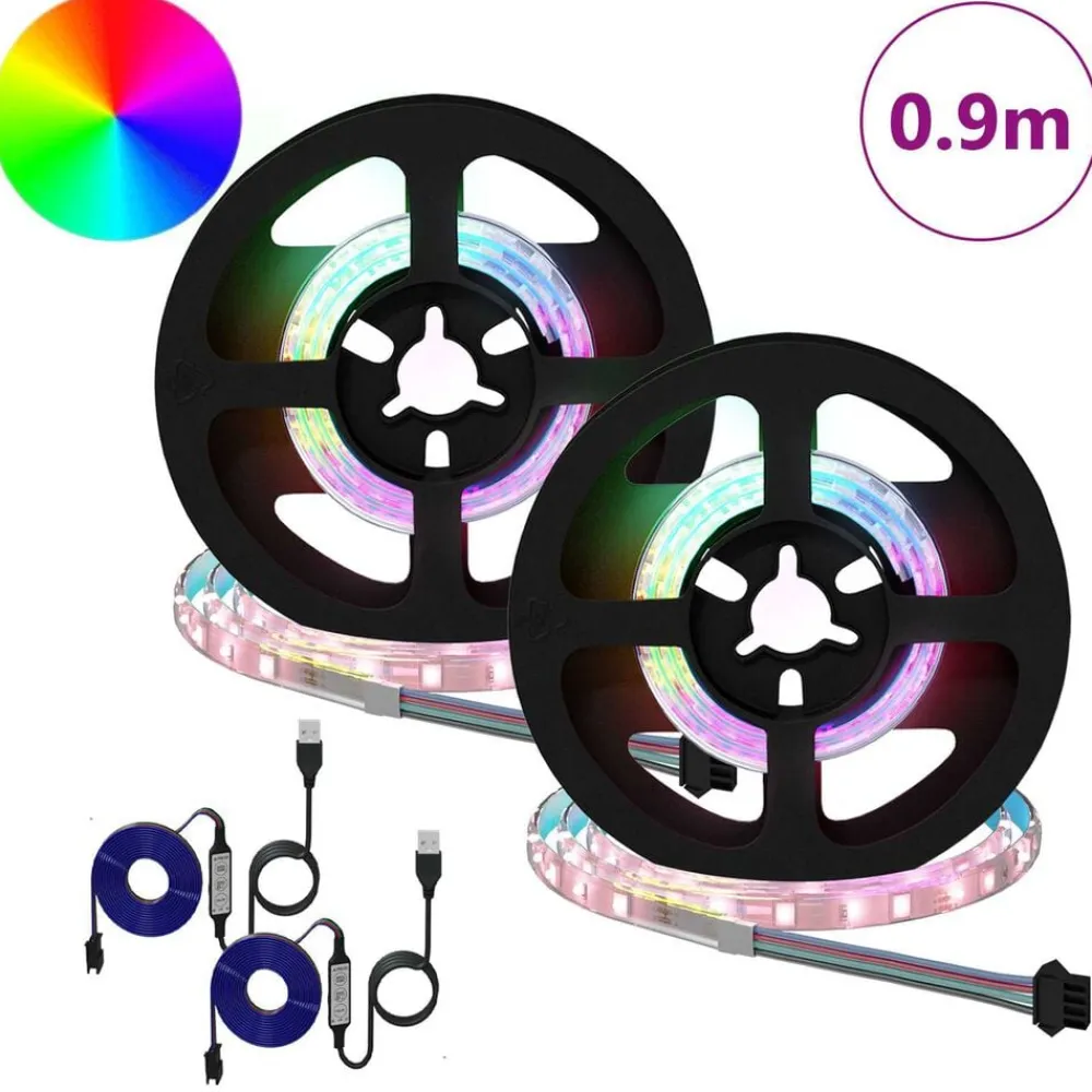 vidaXL Tira LED 2 pcs Negro y Transparente 450 mm Cobre y plástico Best