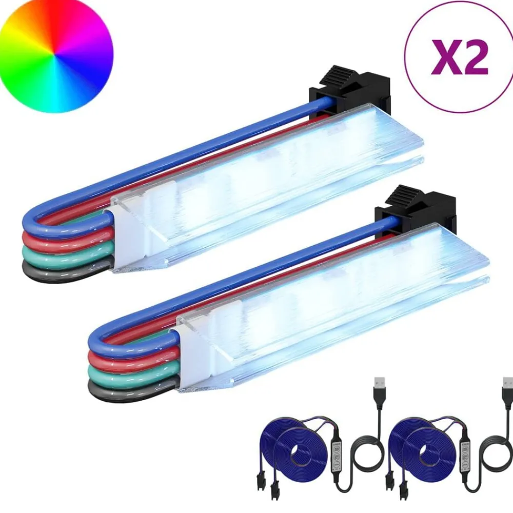 vidaXL Tira LED 2 pcs Negro y Multicolor 1745 mm Cobre y plástico Clearance