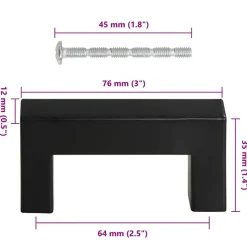 vidaXL Tiradores para armarios 10 uds acero inoxidable 64 mm Negro Best