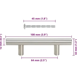 vidaXL Accesorios De Bricolaje-Tiradores para armarios 10 uds acero inoxidable 64 mm