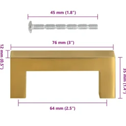 vidaXL Tiradores para armarios 10 uds acero inoxidable 64 mm Dorado Outlet