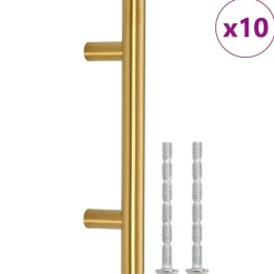 vidaXL Tiradores para armarios 10 uds acero inoxidable 64 mm Dorado New