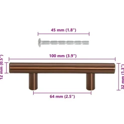 vidaXL Accesorios De Bricolaje-Tiradores para armarios 10 uds acero inoxidable 64 mm