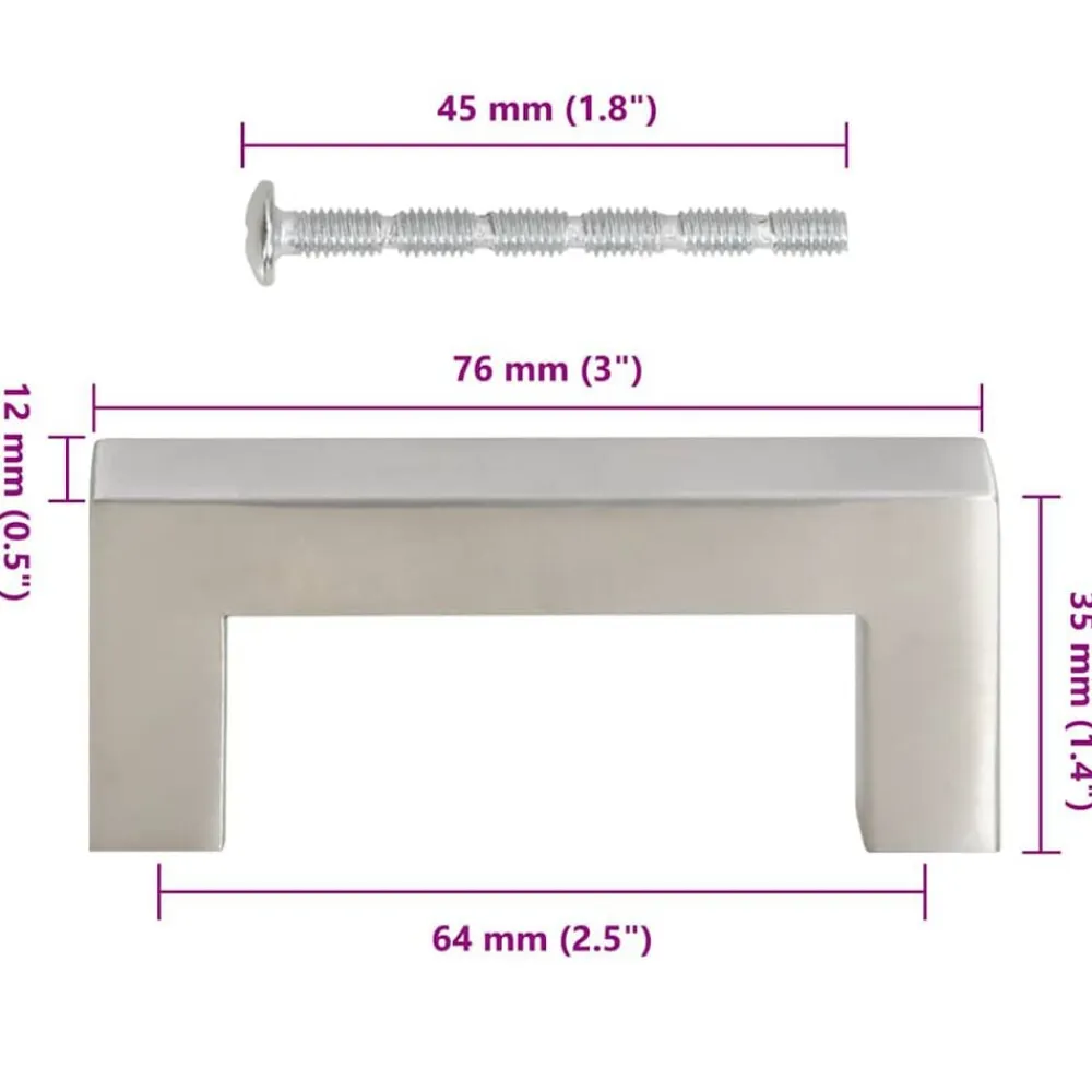 vidaXL Tiradores para armarios 10 uds acero inoxidable 64 mm Plateado Hot