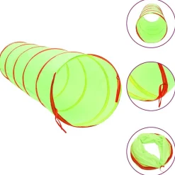 vidaXL Túnel de juegos para niños con 250 bolas poliéster verde 175 cm Multicolor 2