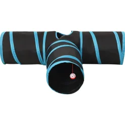 vidaXL Túnel para gatos 3 vías negro y azul poliéster 90 cm Hot