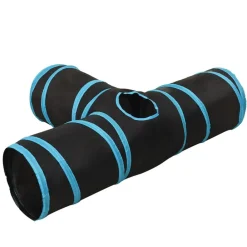 vidaXL Túnel para gatos 3 vías negro y azul poliéster 90 cm Hot