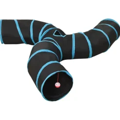 vidaXL Túnel para gatos con 3 salidas poliéster negro y azul 25 cm New