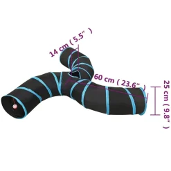 vidaXL Túnel para gatos con 3 salidas poliéster negro y azul 25 cm New