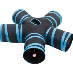 vidaXL Túnel para gatos con 5 salidas poliéster negro y azul 25 cm New