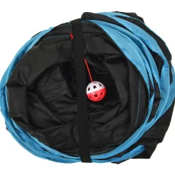 vidaXL Túnel para gatos con 5 salidas poliéster negro y azul 25 cm New