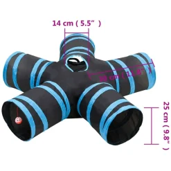 vidaXL Túnel para gatos con 5 salidas poliéster negro y azul 25 cm New