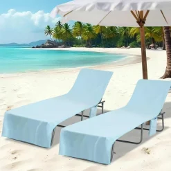 vidaXL Toallas de Reposera 2 pcs 210 x 75 cm Azul Sale