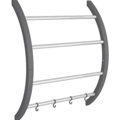 vidaXL Toallero con ganchos aluminio plateado 56x16x72 cm Discount