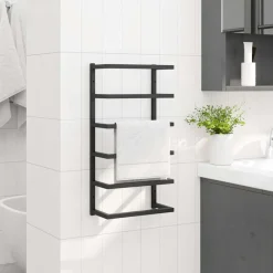 vidaXL Toallero de acero 24x12x48 cm Negro Online