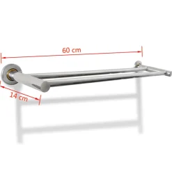 vidaXL Accesorios Para El Baño-Toallero de acero inoxidable 2 tubos