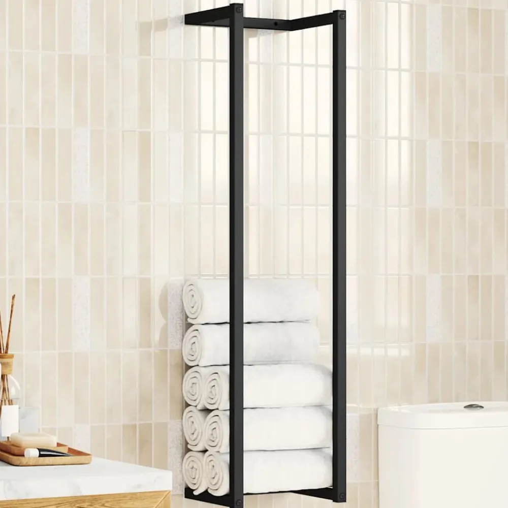 vidaXL Toallero de hierro 25x20x95 cm Negro Hot