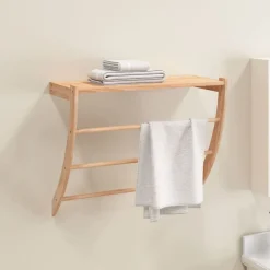 vidaXL Accesorios Para El Baño-Toallero de madera maciza nogal 60x25,5x49 cm