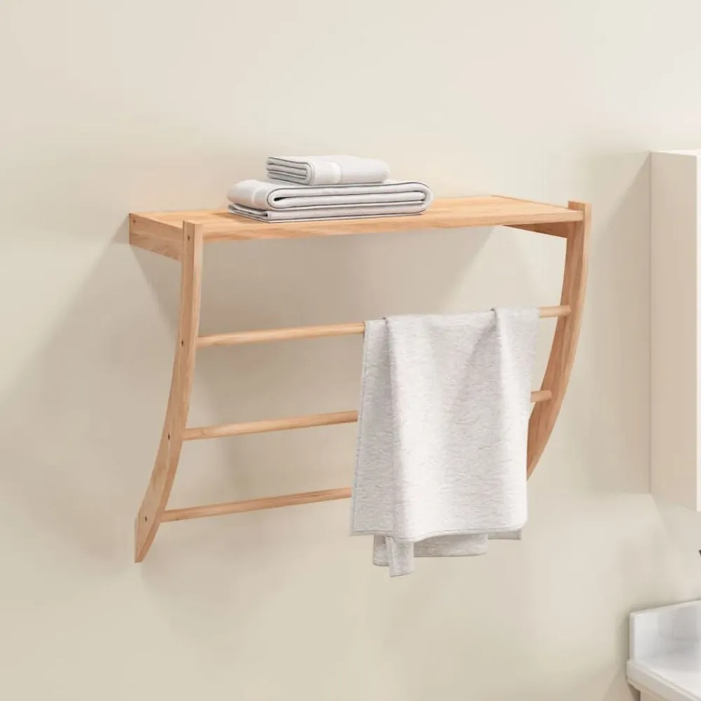 vidaXL Accesorios Para El Baño-Toallero de madera maciza nogal 60x25,5x49 cm