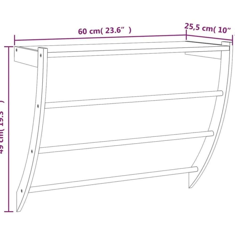 vidaXL Accesorios Para El Baño-Toallero de madera maciza nogal 60x25,5x49 cm