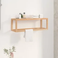 vidaXL Accesorios Para El Baño-Toallero de madera maciza nogal 60x20x20 cm